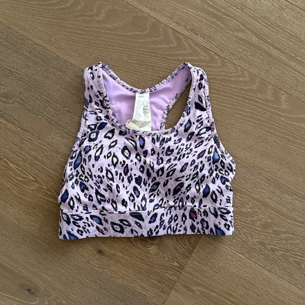 Fabletics purple leopard sports bra. Size:S. Gently Used.